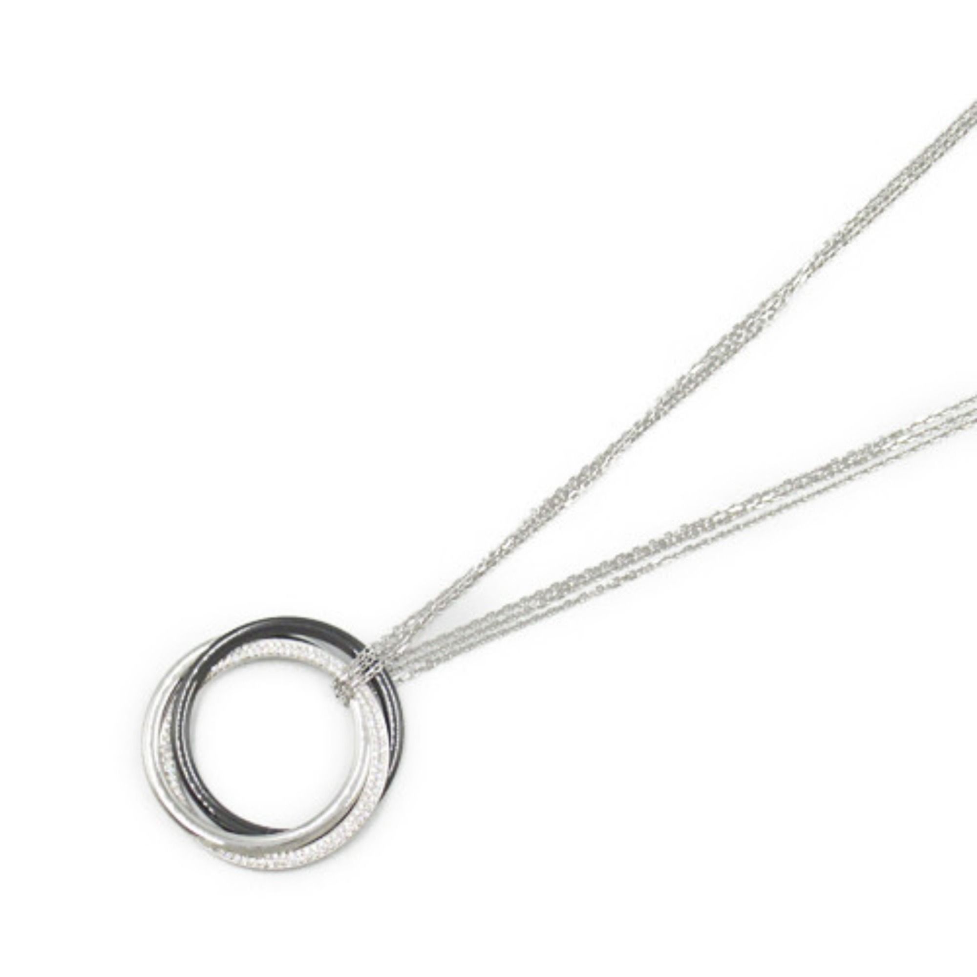 Cartier Trinity Diamond Necklace 18KWG (White Gold) Ceramic Ladies Clear N3108500