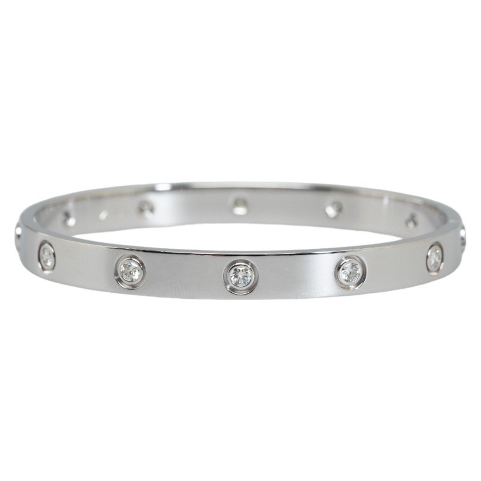 Cartier Love Bracelet 10P Full Diamond LOVE Bangle #17 K18WG White Gold Women's CARTIER