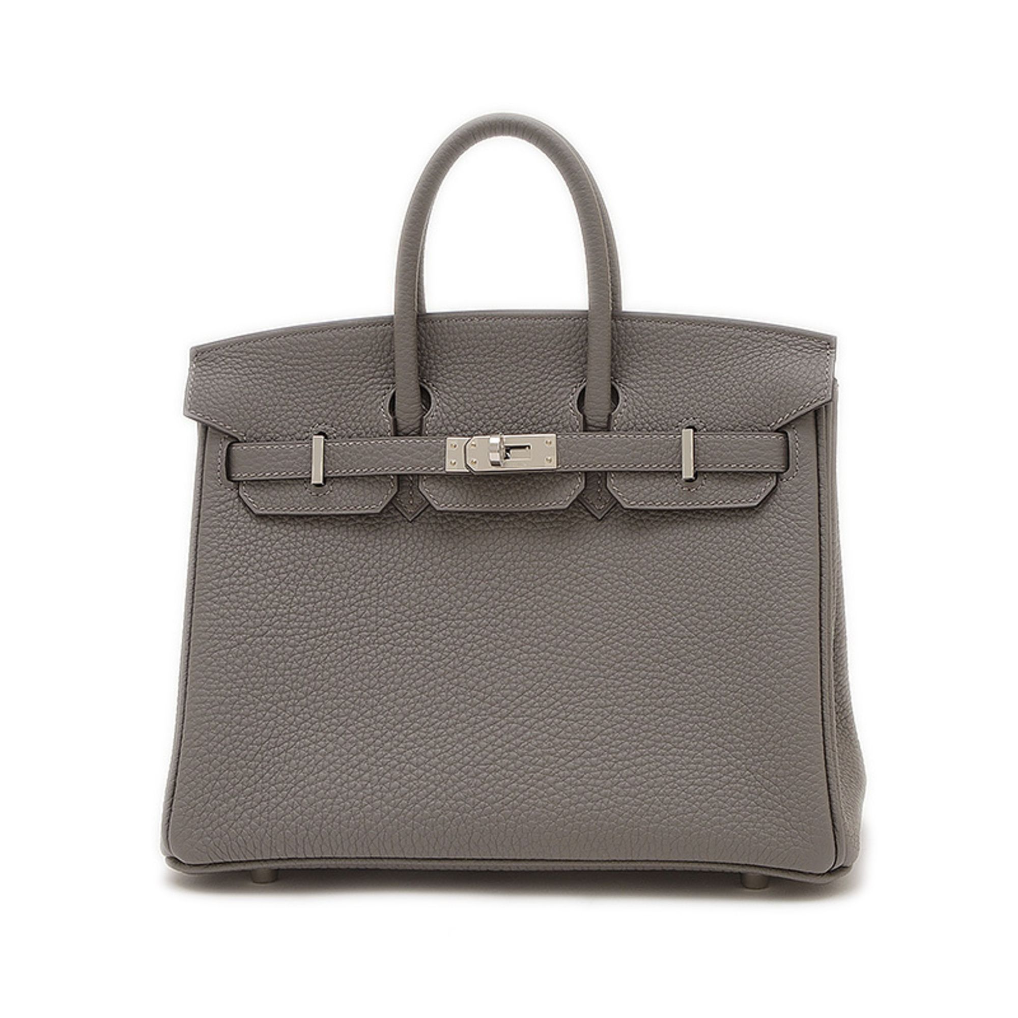 Hermes Birkin 25 Handbag Togo Grimeyer Silver Hardware W Engraved