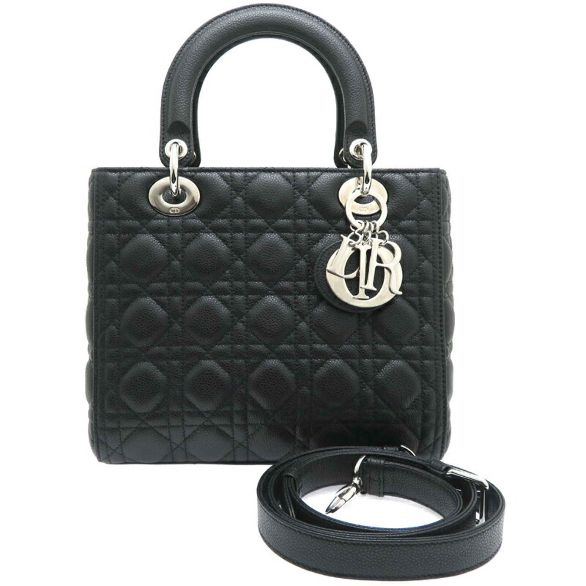Christian Dior Lady Medium Women's Handbag M0565PWR Caviar Skin Black