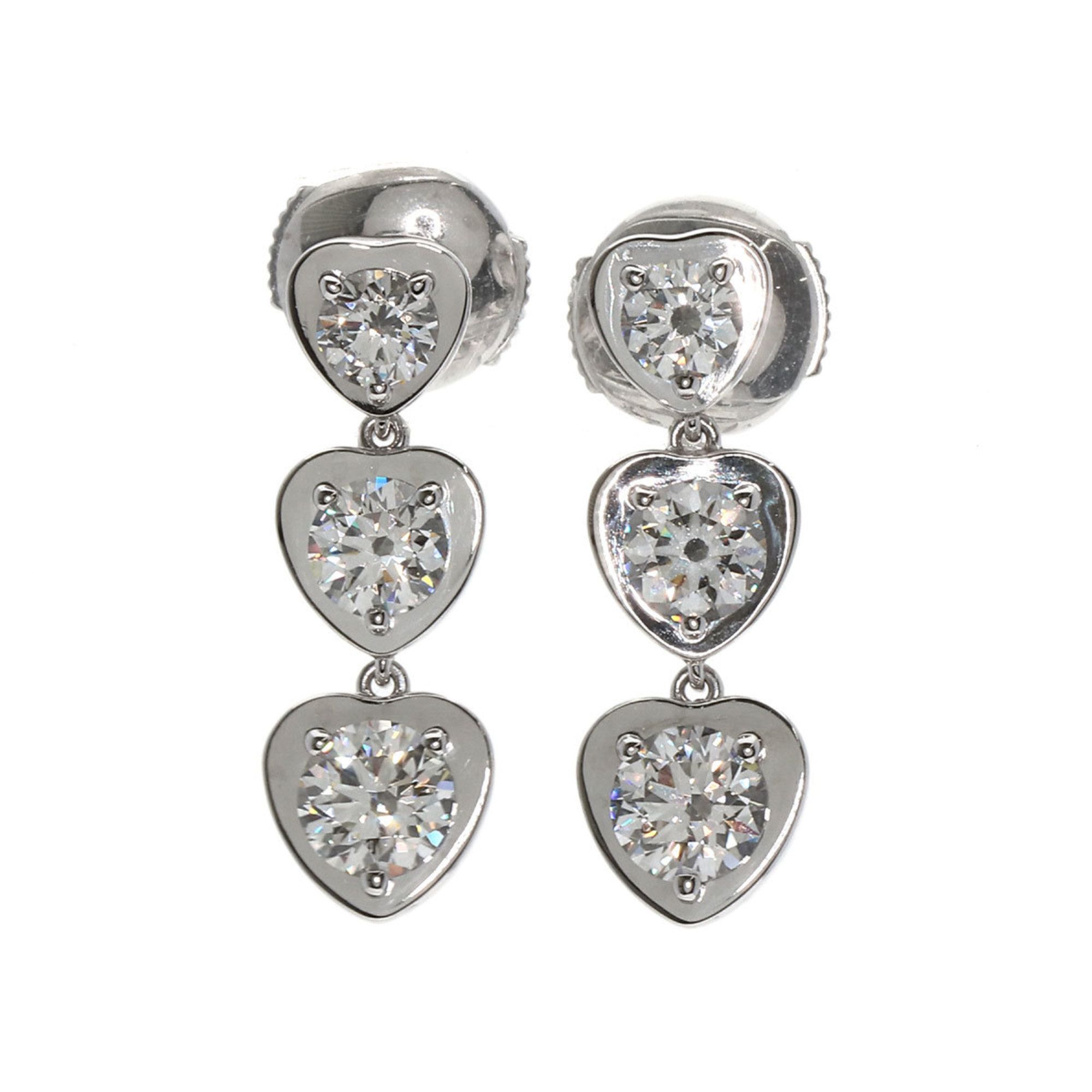 Cartier Diamant Léger Heart Diamond Earrings, 18K White Gold, Women's, CARTIER