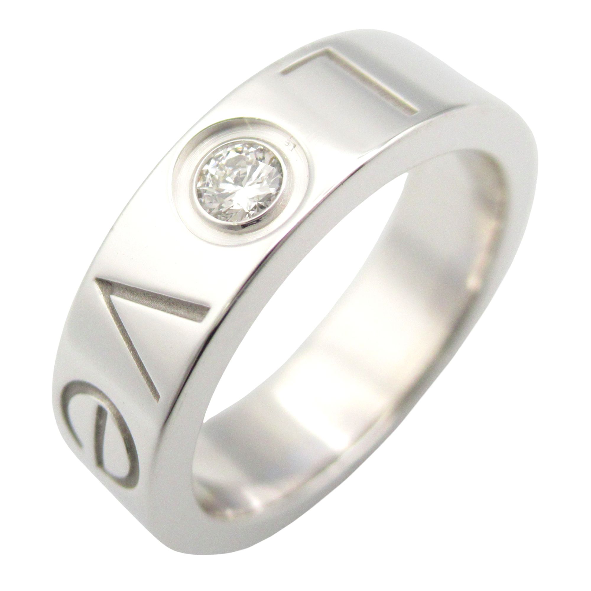 Cartier Love Ring 1PD, 18K White Gold with Diamonds, Clear, for Women