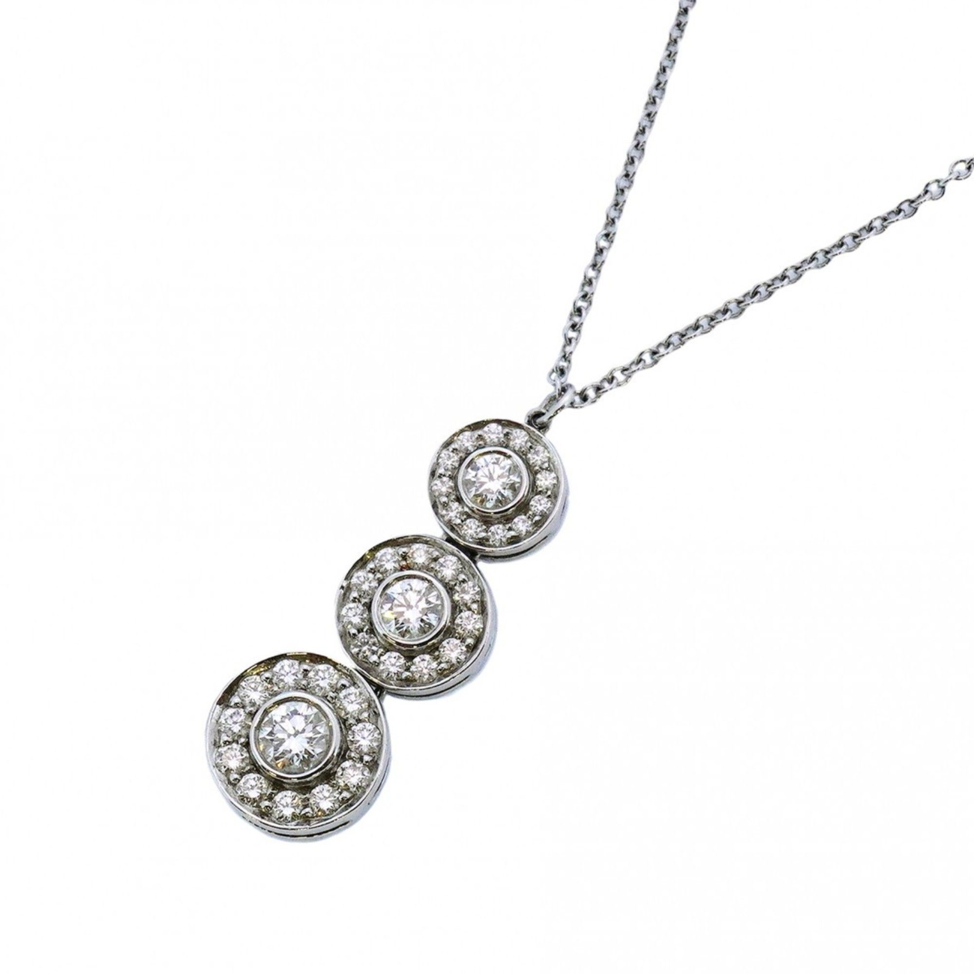 Tiffany Necklace Circlet Triple Drop Pt950 Platinum Diamond Women's
