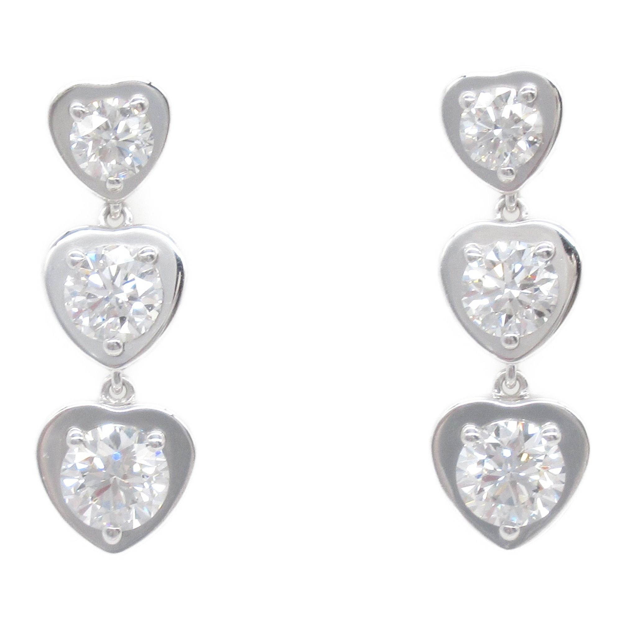 Cartier Diamant Léger Heart Diamond Earrings, 18KWG (White Gold), Diamond, Women's, Clear