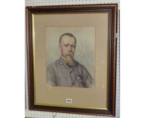 A 19th century bust length watercolour portrait of a bearded man signed to right W Percy and dated 1884, understood to be a s