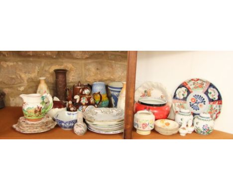 An extensive collection of ceramics including an Imari charger, a pair of Fielding's Crown Devon Wye pattern tea wares, a 19t