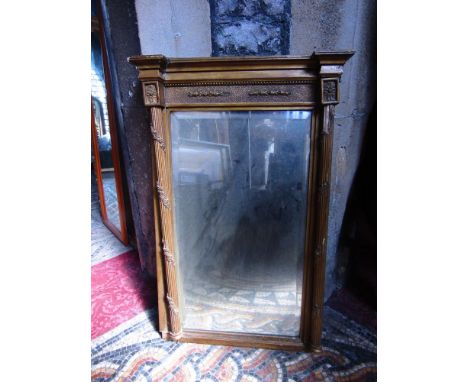 A 19th century gilded pier glass with bevelled edged mirror plate and two others.