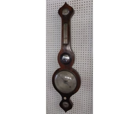 A 19th century rosewood banjo aneroid barometer signed TH Millard of Bristol.