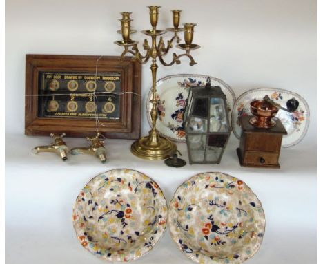 A mixed miscellaneous lot to include servants bell cabinet inscribed 'J. Palmer & Sons, 58 Queens Road Clifton'; together wit