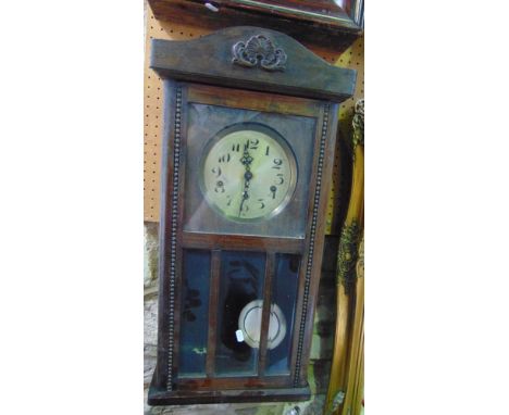 19th century black slate mantel clock (open in pieces) together with a three train wall clock (2).