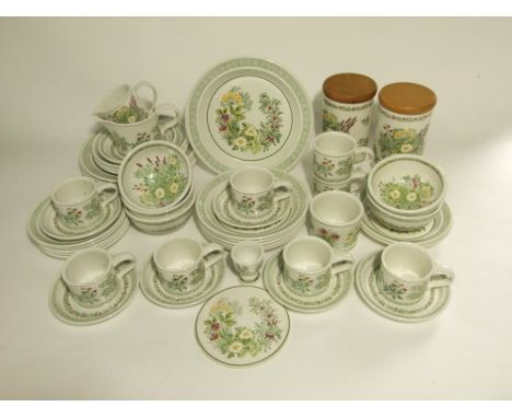 A quantity of Portmeirion wares in the Garden Herbs pattern by Pat Albeck for the National Trust comprising a pair of lidded 