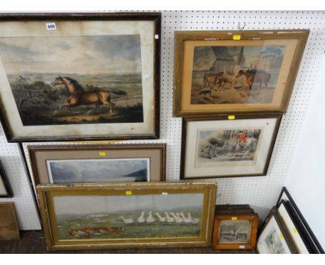 19th century and other prints and engravings relating to equestrian subjects including a coloured lithograph after Henry Barn