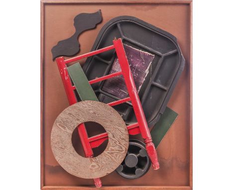 signed and dated 'Nevelson 85' (lower centre), wood paper and cloth collage, 103 x 82.5 cm, framed 104 x 84 cmProvenance With