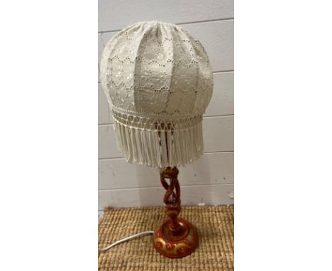 A paper Mache red table lamp