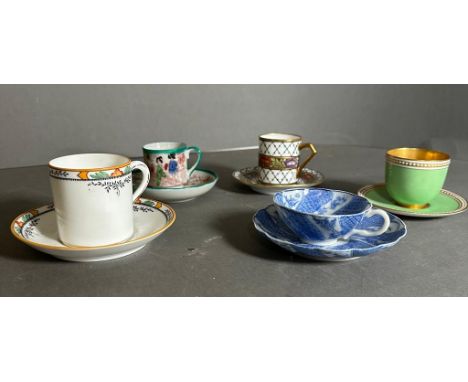 A selection of coffee cans and saucers, various makers and marks to include Royal Worcester