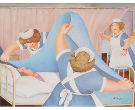 Beryl Cook (1926-2008). Angels (Nurses), lithographic print, signed, blind stamp, published by The Alexandra Gallery Publicat