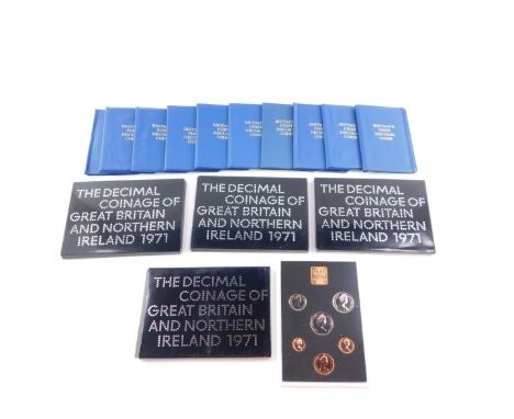 Four proof sets of The Decimal Coinage of Great Britain and Northern Ireland 1971, together with ten Royal Mint sets of Brita