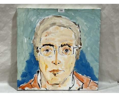 JACOB SUTTON. BRITISH Bn 1954. Self portrait. Oil on canvas 20" x 20". Unframed.