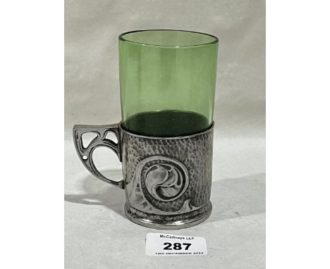 A Liberty &amp; Co 'Tudric' pewter tea glass or toddy holder designed by Archibald Knox.