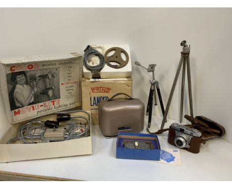 Vintage Photographic Equipment - Prinz Projector, Film Splicer, Movie-Lite Portable Lighting Unit and Iloca Camera 