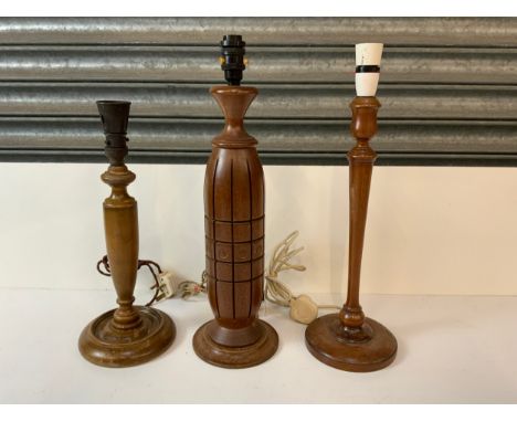 3x Wooden Lamp Bases 