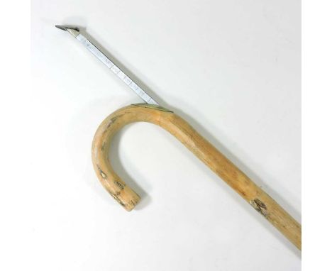 A horse measuring walking stickOvedall complete and usable. The measure pulls out ok. Wood is dry with light signs of use, bu