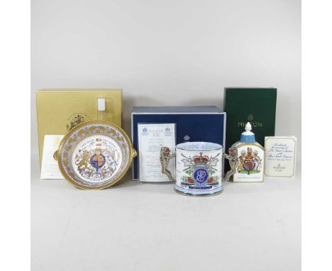 A Minton bone china caddy, to commemorative the marriage of Prince Andrew and Sarah Ferguson, 1986, limited edition numbered 