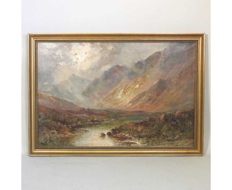 Graham Williams, 1895-1950, mountain river landscape, oil on canvas, signed Graham Williams, 50 x 75cm