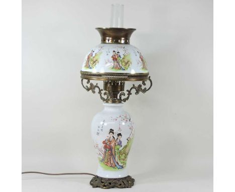 A Chinese pottery oil lamp, 55cm high