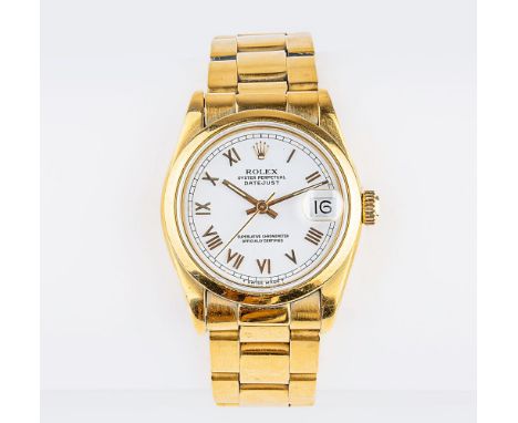 Rolex. Damen-Armbanduhr 'Datejust Medium'. 1994/95. Stahl, Vergoldung später erg., Automatik, Seriennr. W111XX8, Ref. 68243. 