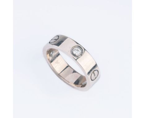 Cartier. Brillant-Ring 'Love'. 1998. 18 kt. Gold, signiert, num. J22829. Besatz mit 3 Brill. zus. ca. 0,22 ct. Feines Weiß(G)