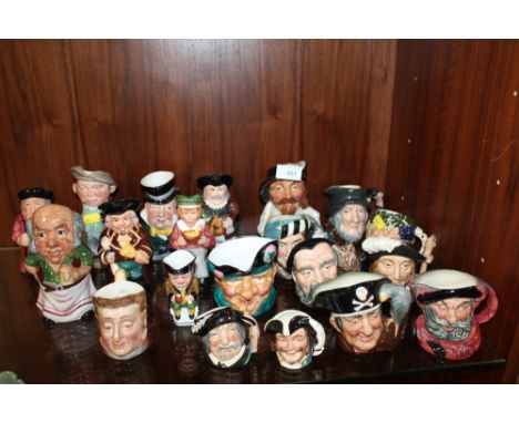 A LARGE QUANTITY OF ROYAL DOULTON AND OTHER TOBY JUGS TO INCLUDE RIP VAN WINKLE, MERLIN, LONG JOHN SILVER ETC. (20)