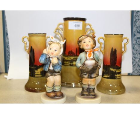 TWO GOEBEL FIGURES TOGETHER WITH DOULTON VASES