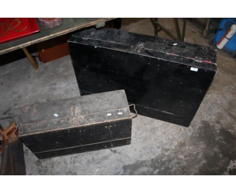 TWO VINTAGE WOODEN TOOL BOXES