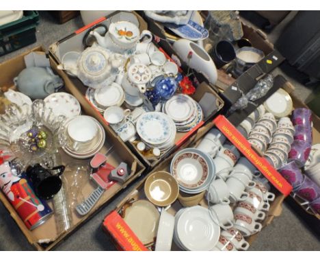 FIVE TRAYS OF ASSORTED CHINA AND CERAMICS TO INCLUDE ROYAL WORCESTER, PARAGON CHINA ETC.