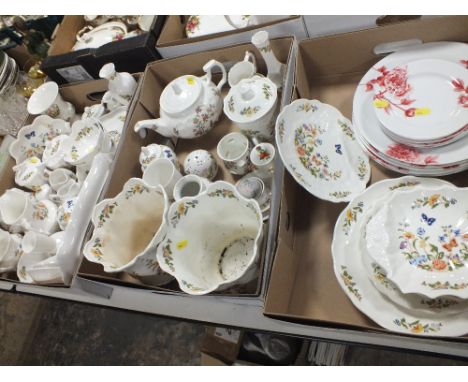 A LARGE QUANTITY OF AYNSLEY COTTAGE GARDEN CERAMICS TOGETHER WITH OTHER CERAMICS TO INCLUDE ROYAL WORCESTER (3 TRAYS)