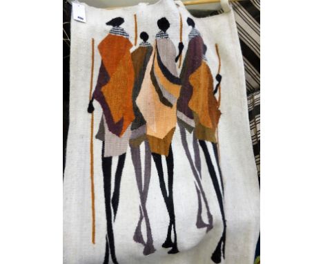 Circumcision' Setsoto Design Gallery tapestry wall hanging depicting five figures in earthy tones 9120cm x 90cm)