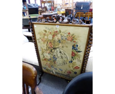 A William IV rosewood tapestry fire screen.