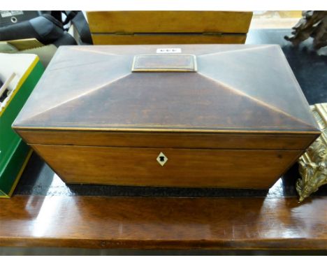 A Regency tulip wood tea caddy