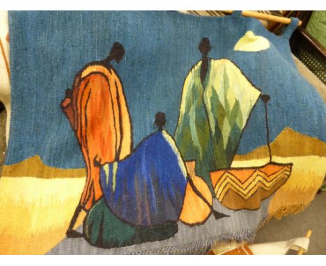 Potters' Setsoto Design Gallery tapestry wall hanging in reds, blues and greens (90cm x 120cm)
