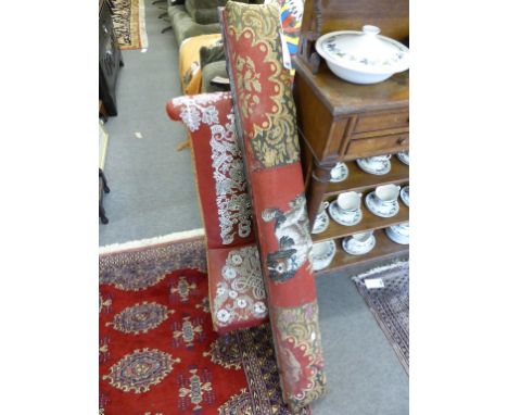 A Victorian fender stool, tapestry and beadwork seat with King Charles spaniel together with Victorian beadwork Prie Dieu cha
