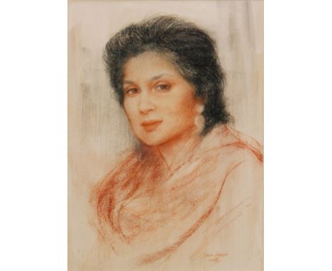 DAWN COOKSON, RBSA (1925-2005) - 'Portrait of Tracey', watercolour, signed, framed, 39cm x 32cm also one other pastel portrai
