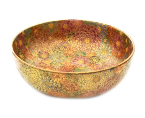 A late 19th Century Japanese Meiji period Satsuma millefleur bowl, the exterior and interior decorated with closely packed fl