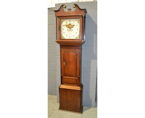 A 19th Century oak and mahogany crossbanded longcase clock by John Latham Macclesfield with eight day striking and moon phase