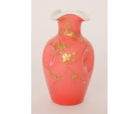 A late 19th Century Continental vase, possibly Harrach, of shouldered ovoid form with dimple shoulder below a collar neck and