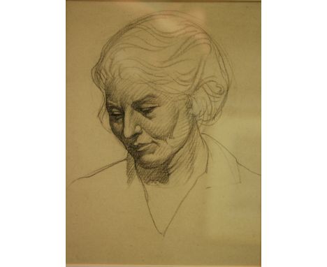 SIDNEY HAROLD METEYARD (1868-1947) - Portrait study of a woman, charcoal drawing on pale grey paper,framed 34cm x 25cm 