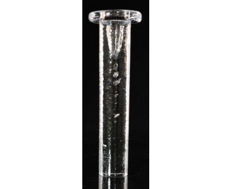 A large contemporary Kosta Boda glass Cool candlestick designed by Kjell Engman, of slender sleeve form with wide rim, decora