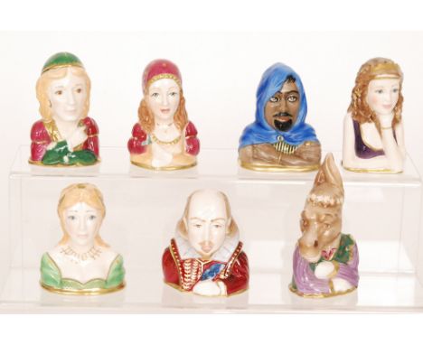 Seven boxed Royal Worcester 'The Connoisseur Collection' candle snuffers comprising William Shakespeare, Titania, Romeo, Desd
