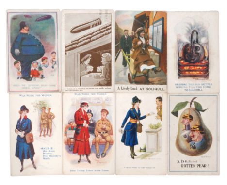 Twenty four assorted early 20th Century picture postcards, mainly First World War themed to include several comical examples 
