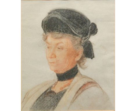 HENRY A.PAYNE, RBSA (1868-1939) - 'Portrait of Miss De Rosier', pastel drawing on grey paper, framed, 28.5cm x 25cm